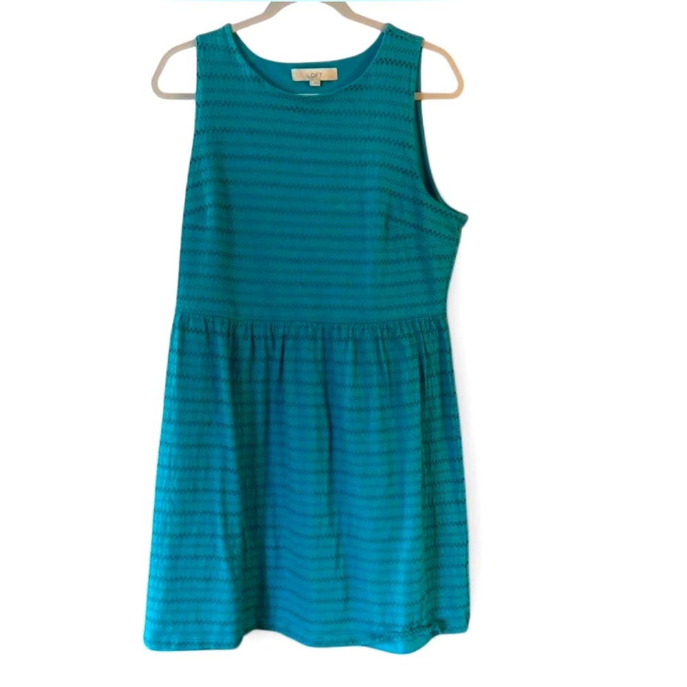 LOFT Teal Textured Sleeveless Dress - Size Large🌿☀️